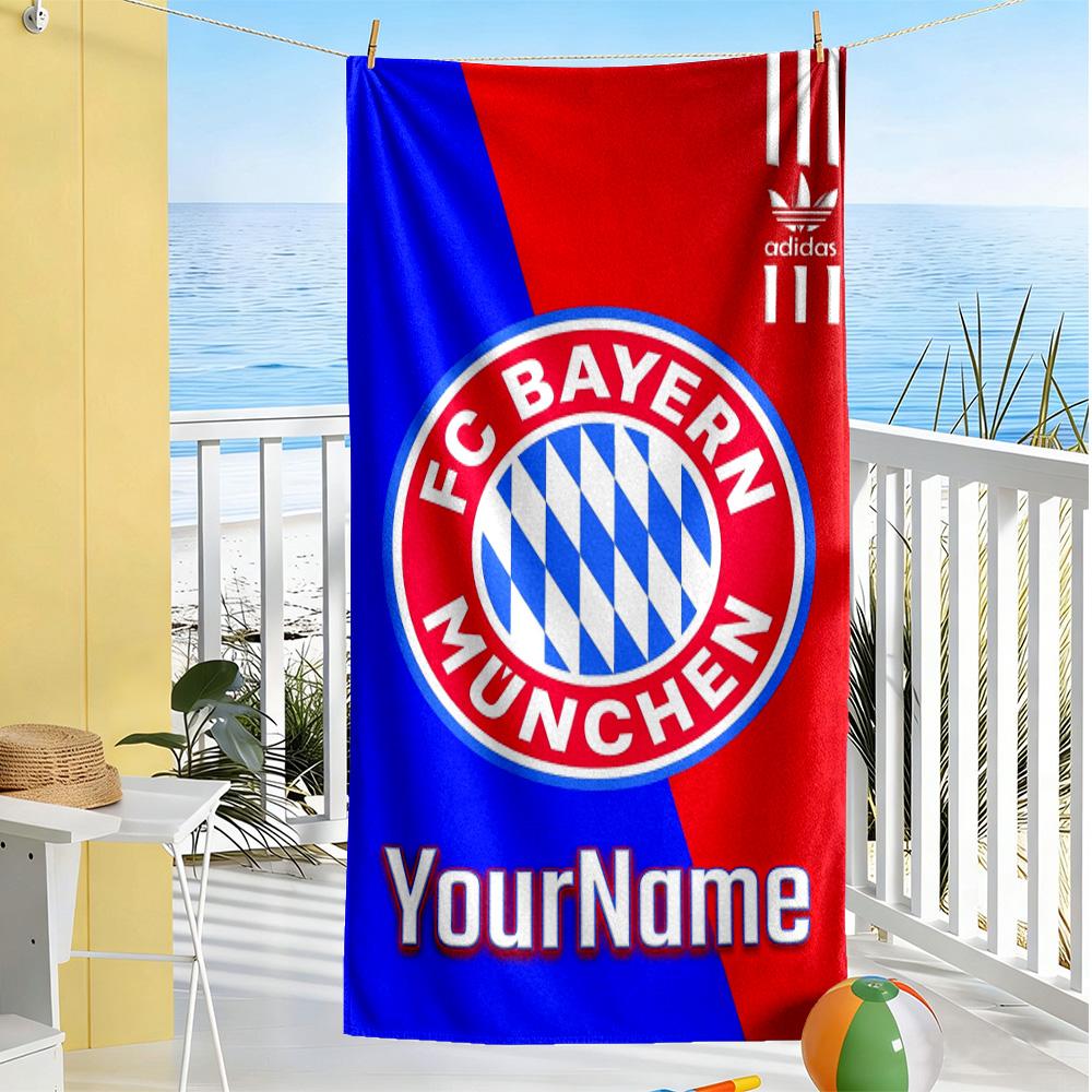 Bayern Munich Customize Your Name Beach Towel Soft Durable Quick-Dry Perfect for Traveling Yoga Camping and Swimming