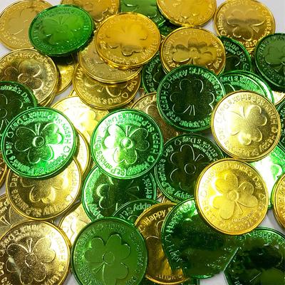 30szt. Szczęście Koniczyna Koniczyna Plastikowe Pirackie Monety na Urodziny Irlandzkiego Świętego St. Dekoracja na przyjęcie z okazji Dnia Świętego Patryka