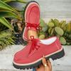Woman Loafers Casual British Thick Heel Shoes Round Toe Rubber Outsole Sneakers Women Retro Autumn Large Size Shoes Ladies