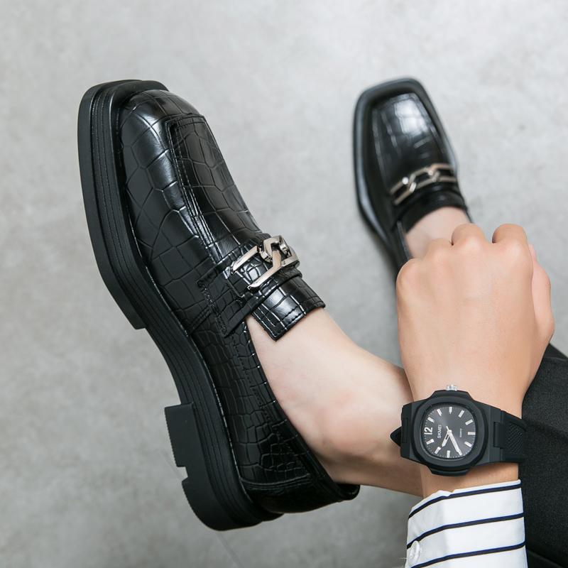 British Style Platform Loafers Shoes Men Thick-soled Wedding Shoes 2024 Black Formal Business Shoe Wedding Leather Casual Shoes