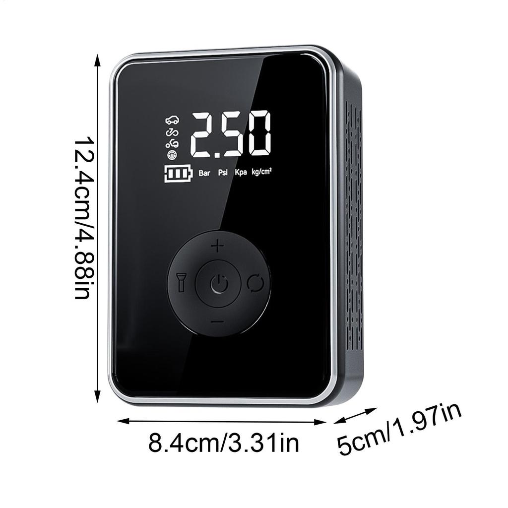 Car Mounted Inflation Pump Digital Display Cordless Inflator With Light Rechargeable Electric Air Pump With Auto Shut-Off