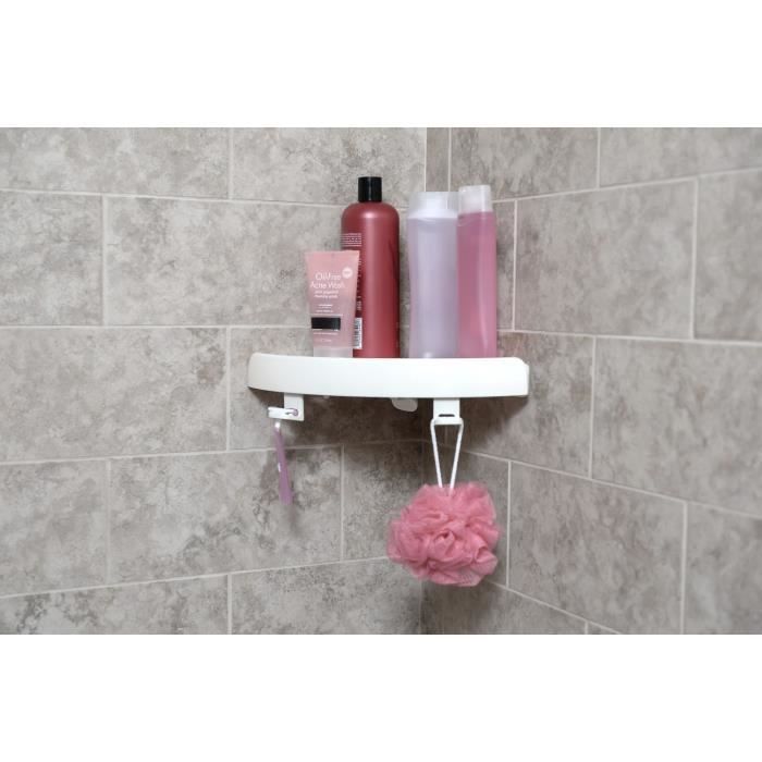 Etagère De Bain / Douche D'angle Bouton Poussoir, Blanche, Snap Up Shelf