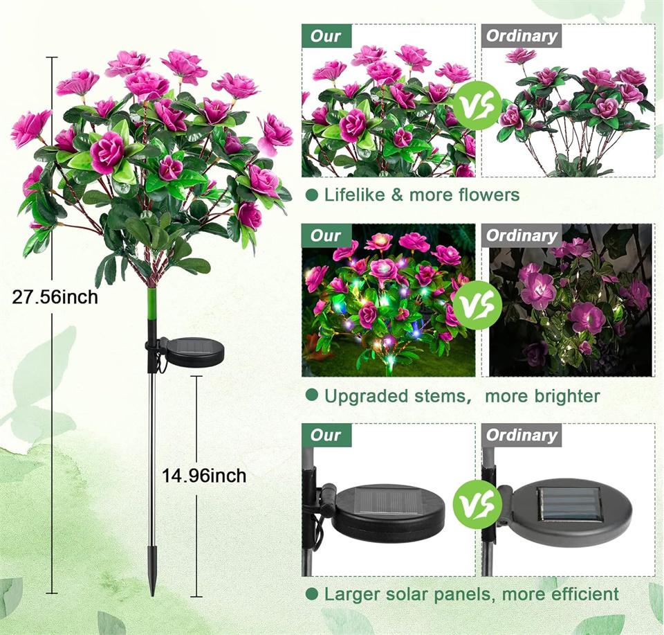 LED Solar Azalea Flowers Garden Lamp Home Decorative Light Landscape Lawn Path Holiday Wedding Lights