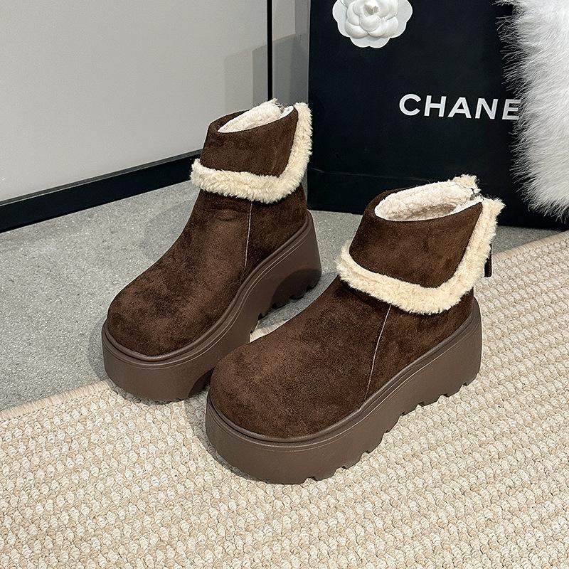 

Женские ретро мягкие эластичные толстая подошва зимний мех один теплый холодный стеганый снежные ботинки нескользящие износостойкие повседневные спортивные короткие хлопковые ботинки 40 темно-коричневого