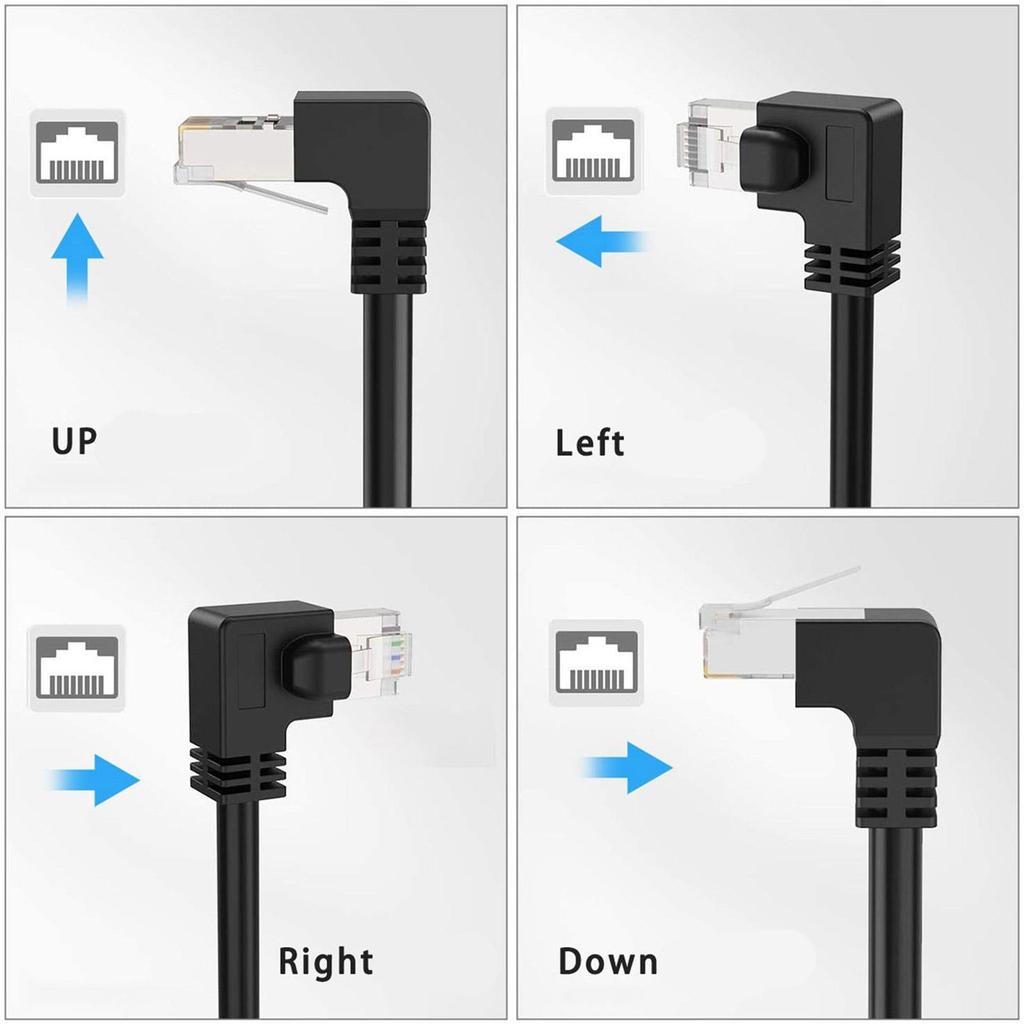 Cat6 Rj45 Extension Cable RJ45 Right Angle Adapter Shielded Connectors for Cat5e Cat5 Networks
