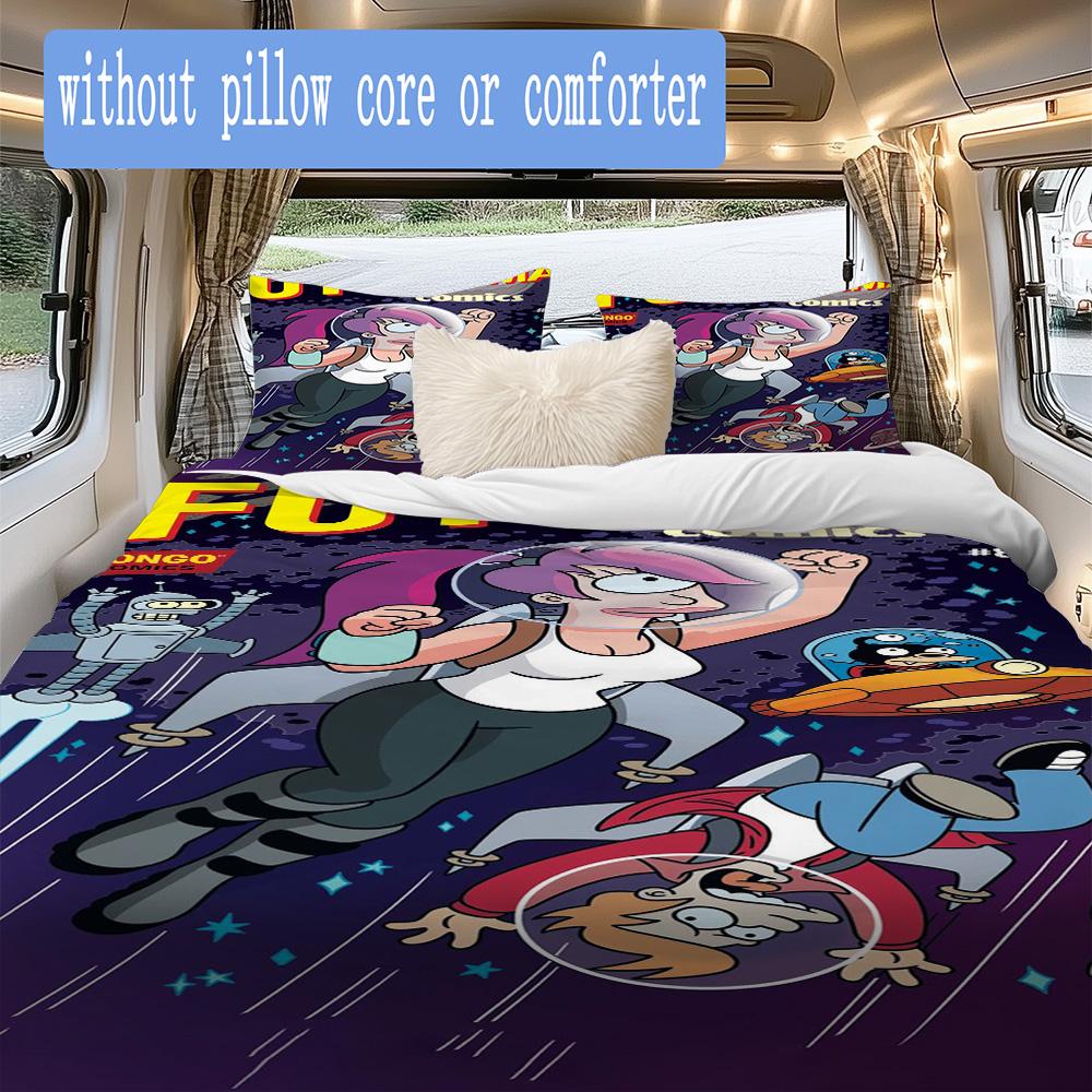 Future City Manga Pattern Bedding,Quilt Set Quilt Cover Pillowcase Home Birthday Gift (1*duvet cover+2*pillowcase,without core)XSJT0917500