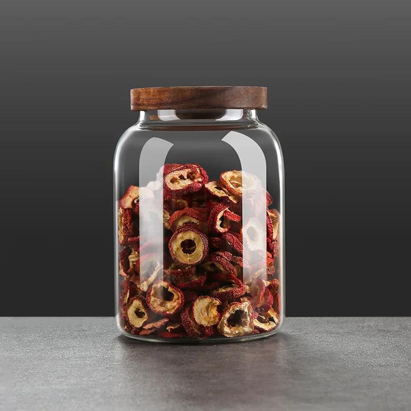 

Household Kitchen High Borosilicate Glass Sealing Jar Large Storage Tank with Lid Moisture Proof Round Transparent Tea Can