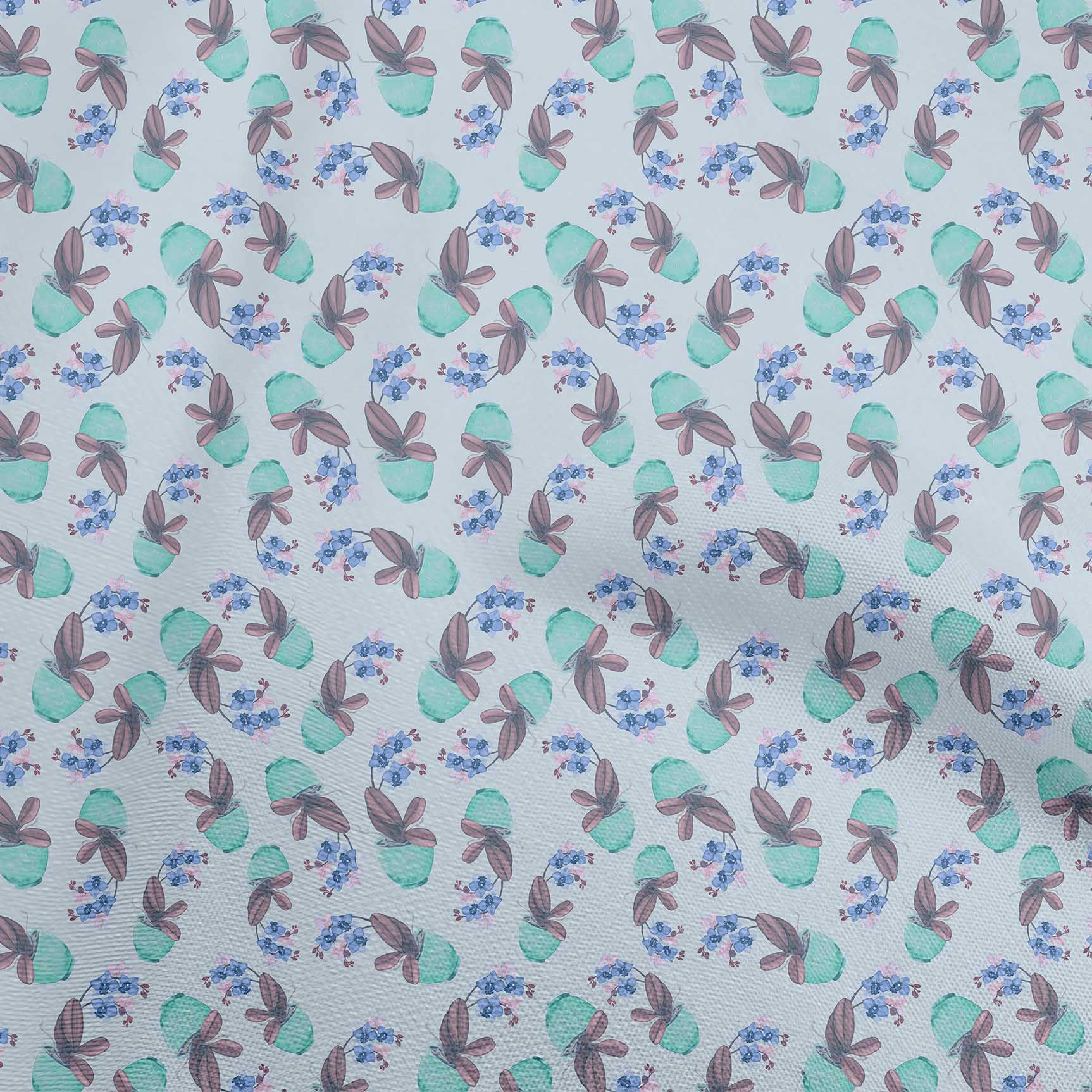 

OneOone Бавовняний поплін Зелена тканина Акварельна квітка з горщиком Ремісничі проекти Декоративна тканина з принтом у дворі 42 дюйми 42 Inch Wide - Viscose Chiffon бірюзовий колір синій