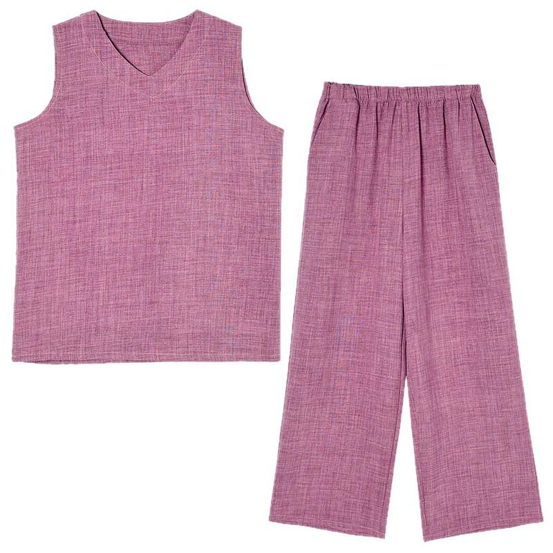 Sleeveless Wide-Leg Pants Set: Flattering, Loose Fit for Outdoor & Loungewear Comfort