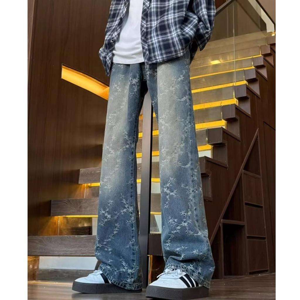 JYL Men's Jacquard Jeans  Vintage Cleanfit Slim Straight Casual Denim