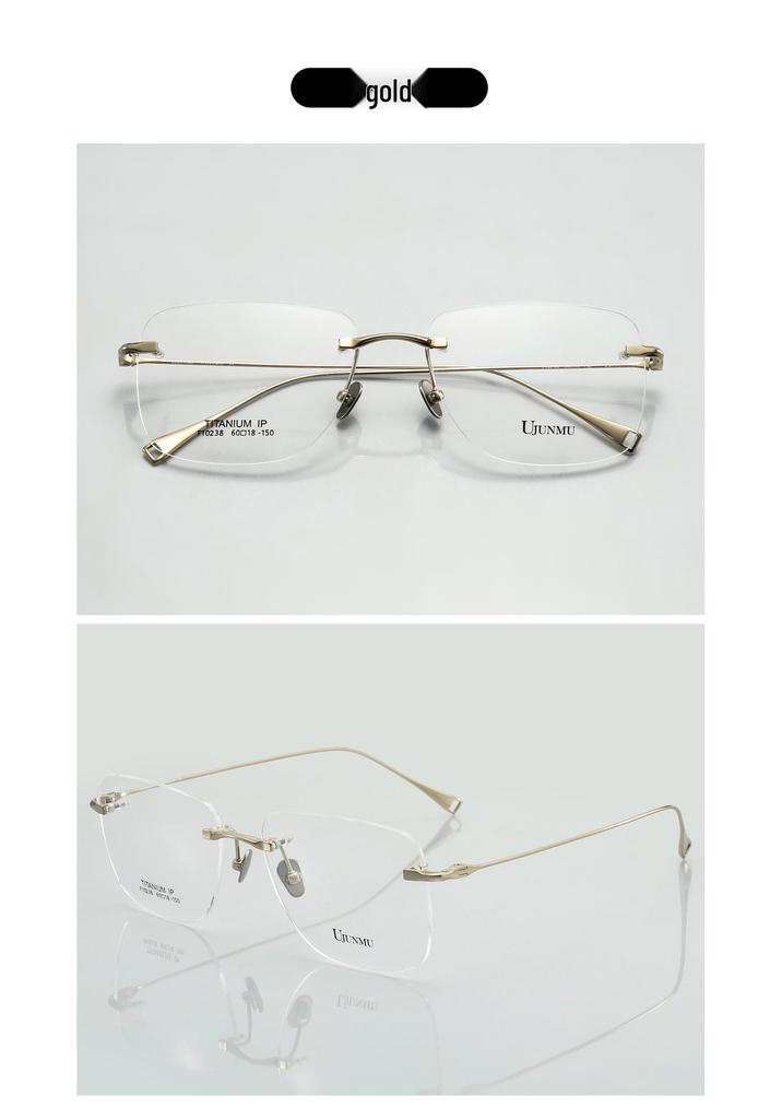 Japanese-Style Rimless Glasses Frame, Ultra-Light Pure Titanium, Large Frame for Myopia, High-Quality Design