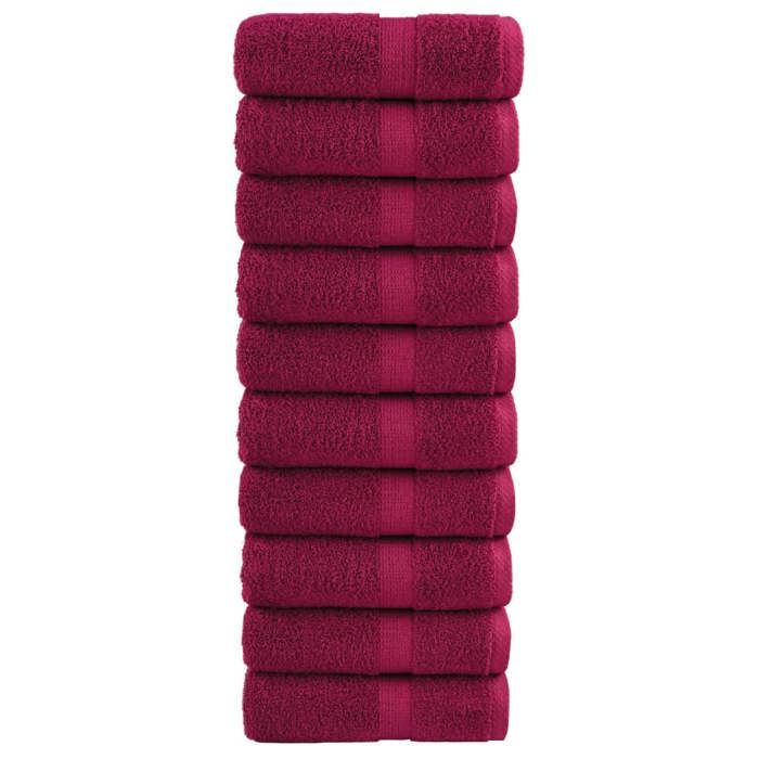 VidaXL Serviettes de toilette premium SOLUND 10 pièces Bordeaux 30 x 30 cm 600 g/m² 137205