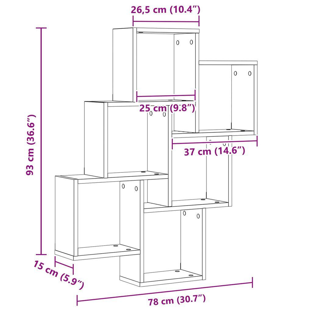 Kreatives Wanddekor-Regal, wandmontiertes Aufbewahrungsregal, 78x15x92 cm