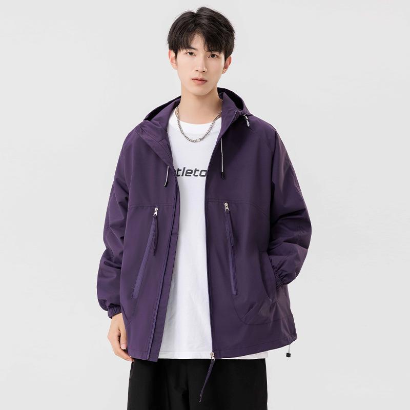 Men's Jacket Trendy Spring and Autumn Tooling Jacket Windproof Jacket Hooded Couple Loose Top Casual Jacket Men