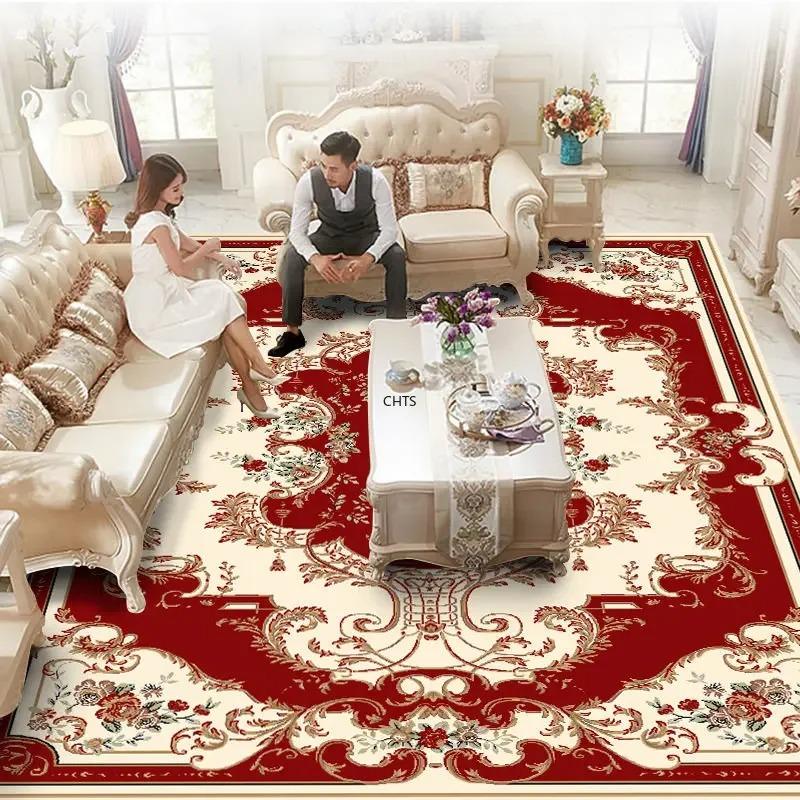 European Retro Large Rugs for Living Room Home Decoration Luxury Bedroom Carpet Washable Sofa Table Mat High-end Cloakroom Rug