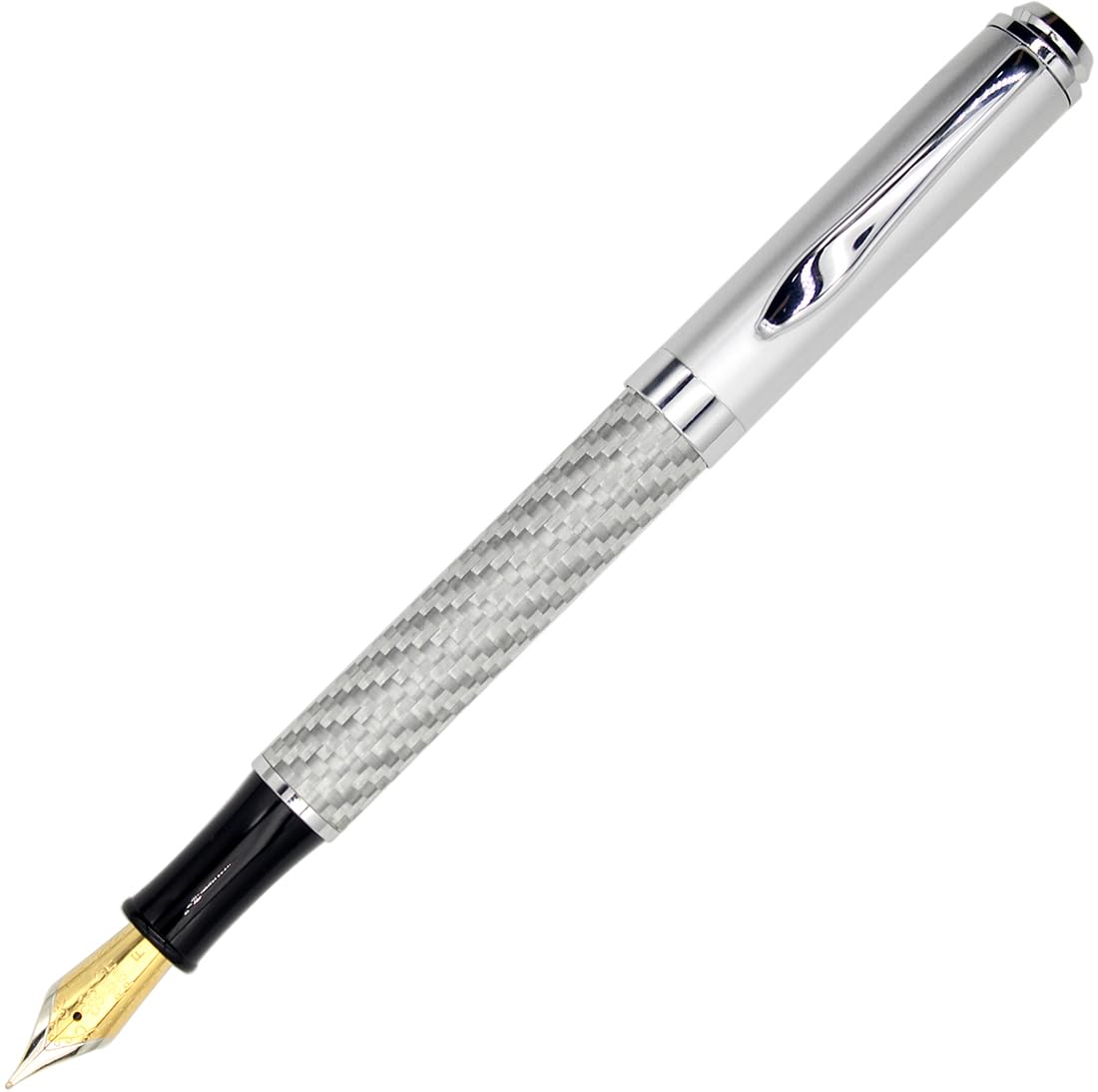 Gullor Metal Carbon Fiber Fountain Pen, Extra Fine Nib (0.38mm Nib), Red.