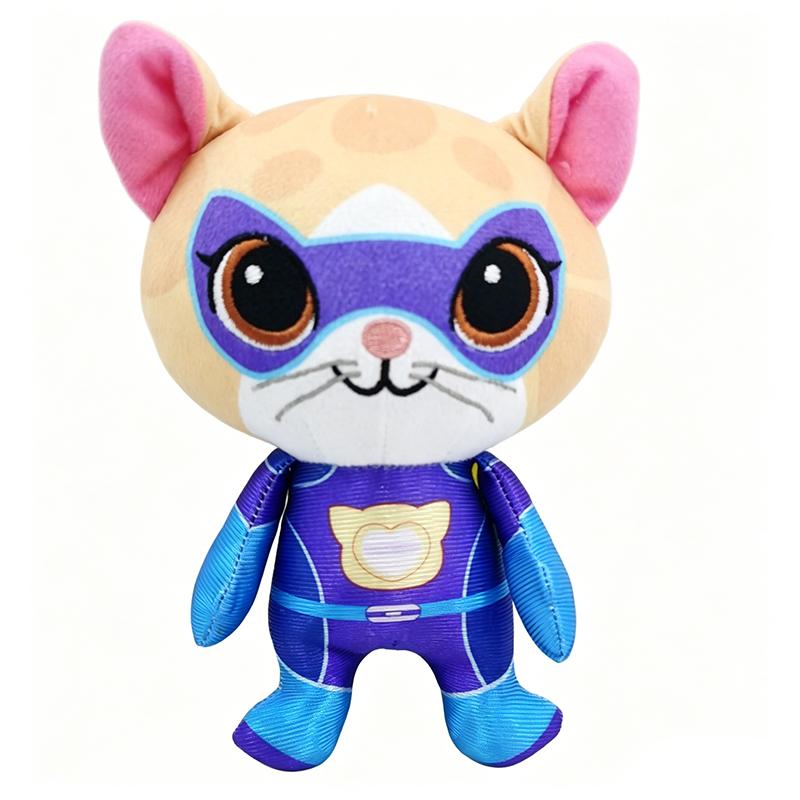 Super Hero Cat Plush Dolls Set Of 4 Styles Soft Stuffed Kitten Toy With Mask Hero Outfit Cute Animal Collectible Plush Figure