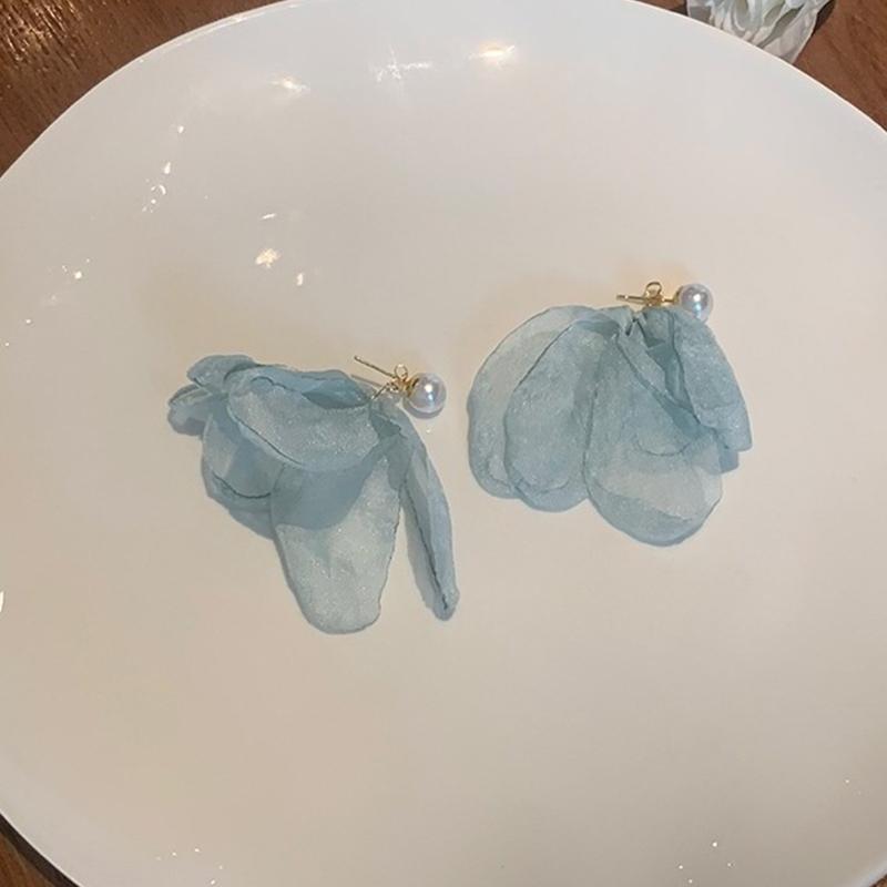 1Pair Summer Pearl Flower Earrings For Women Girls Retro Petal Earrings Light Luxury  Exquisite Earrings Jewelry Gifts