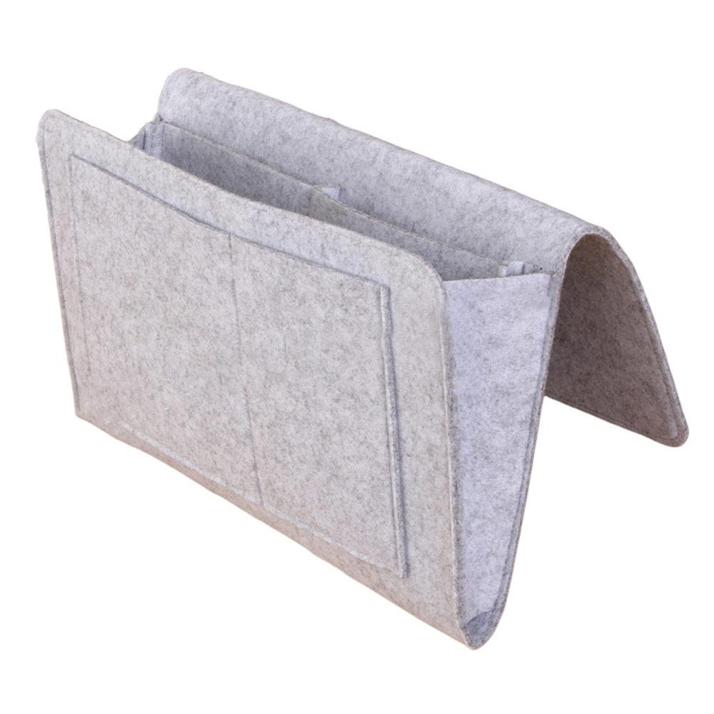 Large Capacity Felt Storage Bag Anti-slip with Pocket Bedside Hanging Bag Remote Holder