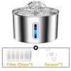 2.2L/74oz Cat Auto Drinking Water Dispenser Smart Dogs Fountain Pet  Feeder With Window Stainless Steel Water Bowl(No 5V 1A Plug