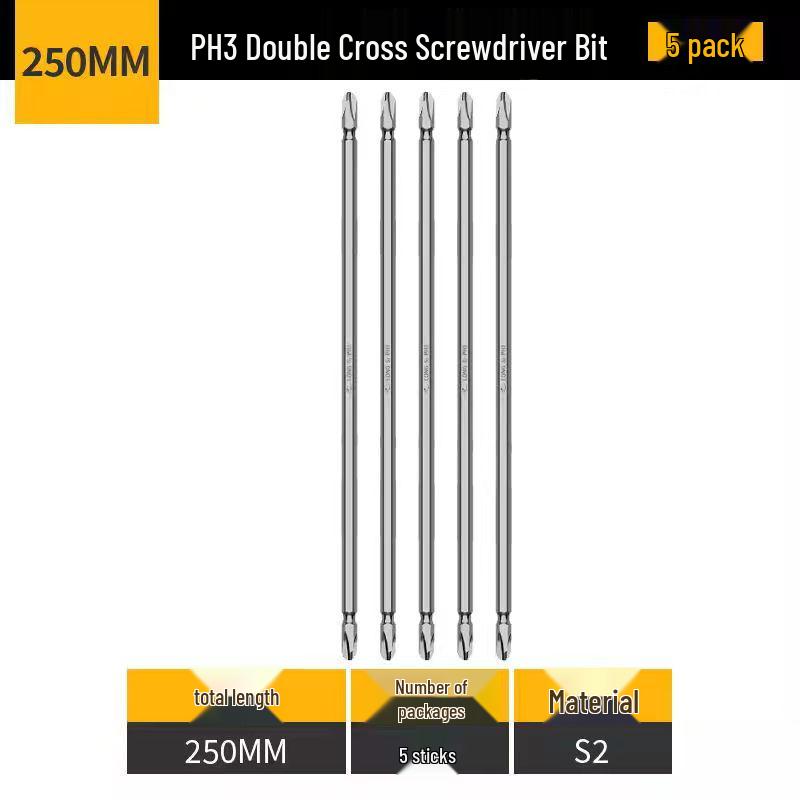 Pointed PH1/PH3 Magnetic Double-Ended Phillips Bit, High Hardness, S2 Alloy Steel Electric Screwdriver.