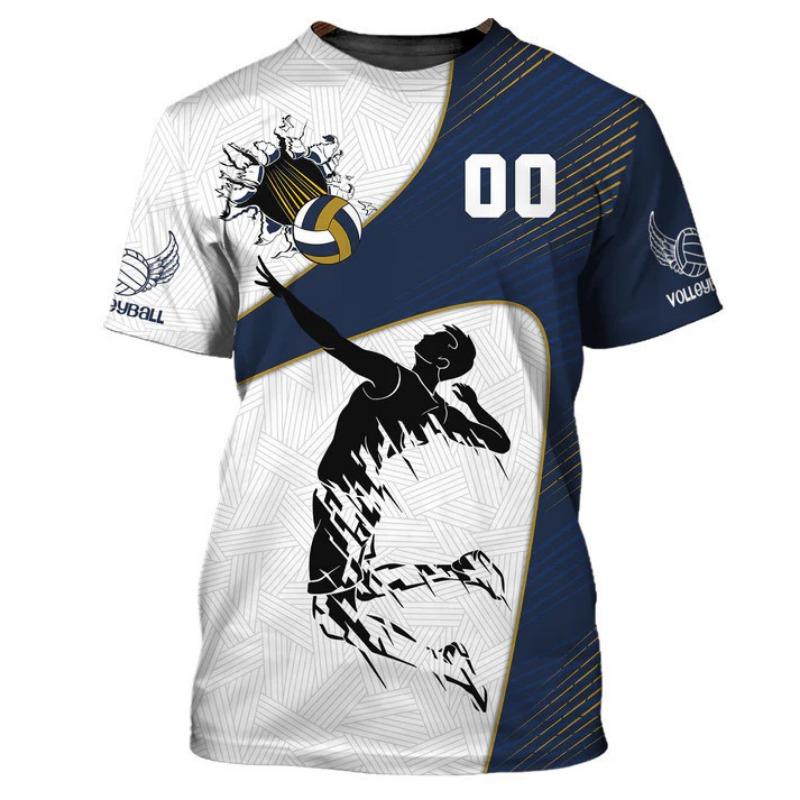 Volleyball Uniform Neutral 3D Printed Men's T-shirt Fashionable Short Sleeved Sportswear Comfortable Breathable Quick Drying