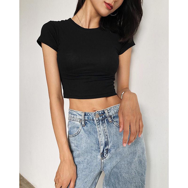 

Модный летний облегающий кроп-топ с открытыми плечами для женщин XL чёрный