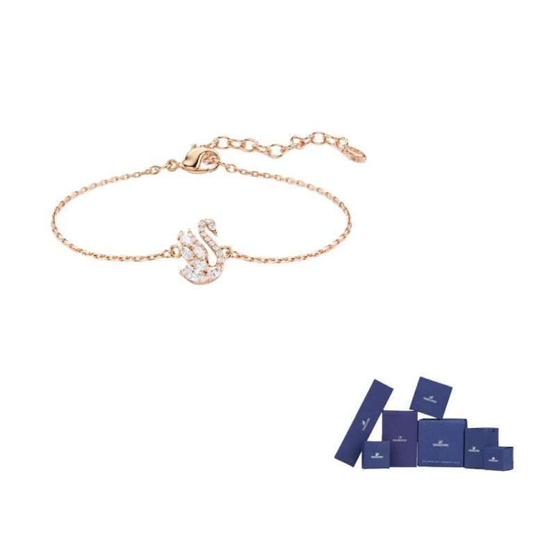 Swarovski Swan Synthetic Cubic Zirconia Bracelets Unisex Rose Gold/White F-Original brand box ярко-розовый