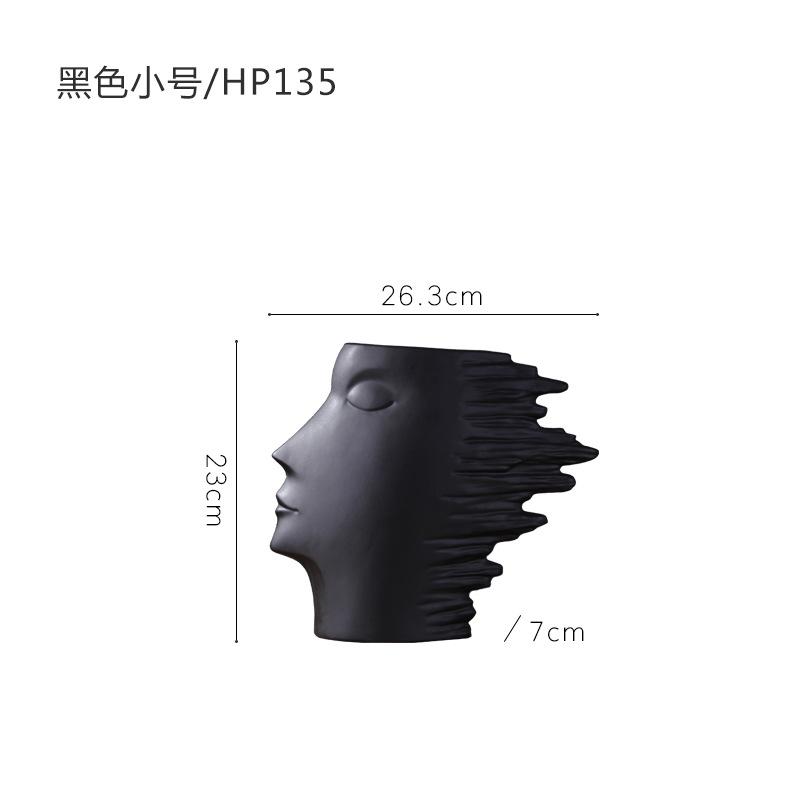 

Ceramic ornament sculpture Creative handicrafts vase Nordic home decor black white matte face vase American avatar soft decor
