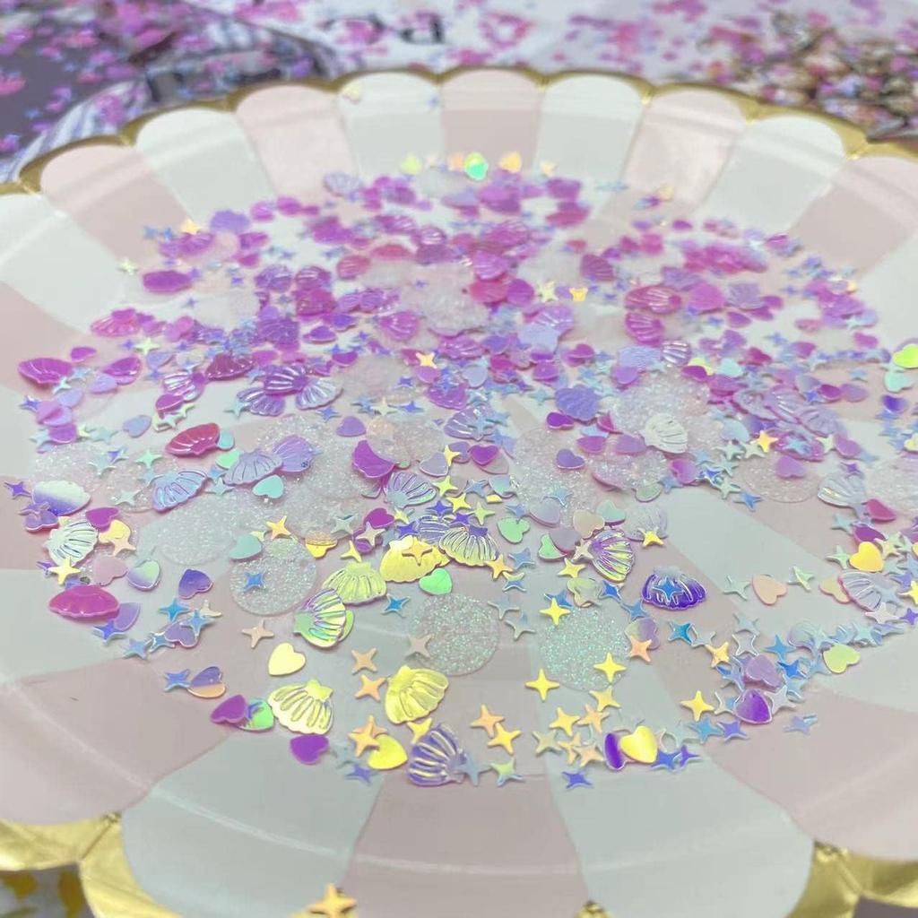 2000 Piece Mermaid Seashell Glitter PVC Table Confetti for Wedding, Birthday, Bridal Shower, Valentines Party Decorations (Pink)