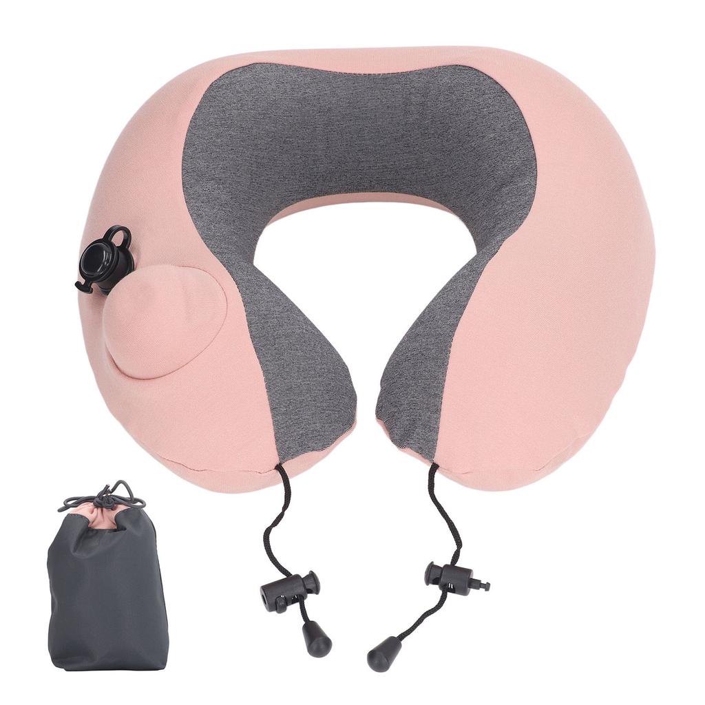 Travel Neck Pillow U Shaped Press Inflatable Head Rest Cushion with Storage Bag for Traveling