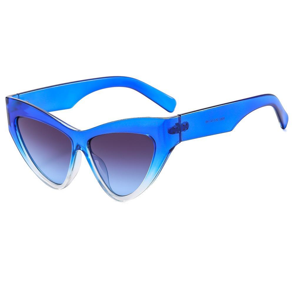 New European and American retro triangular cat eye sunglasses niche trendy cool and thin seaside vacation UV-proof sunglasses