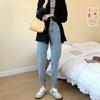 High-waisted Women's Korean Style Loose Casual Cropped Jeans for Spring to Summer