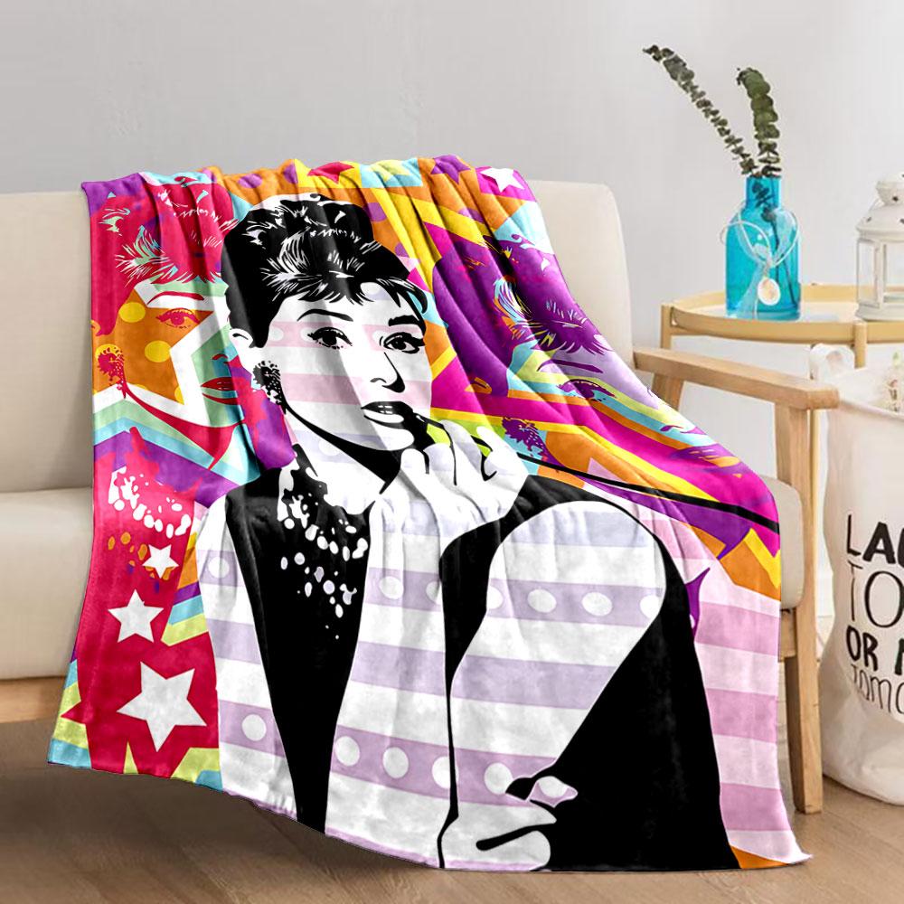 Pop Art Portrait with Stars for All Seasons Blanket Lunch Break Throw Gift