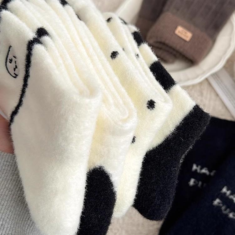 White Plush Socks Mid-Season Tube Socks Thickened Australian Velvet Warm Winter Home Sleep Cute Confinement Socks