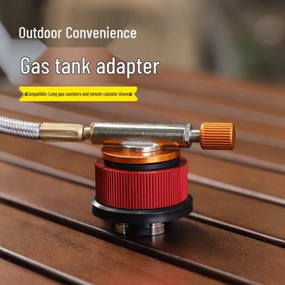 Outdoor Long Gas Can Conversion Head with Self-Closing Copper Core for Camping Stove