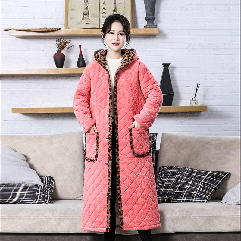 

Женское пальто на флисовой подкладке Длинное Толстое Теплое Зимнее Пальто Длины до колена Плюшевое Пальто Верхняя одежда Домашняя одежда L розовый