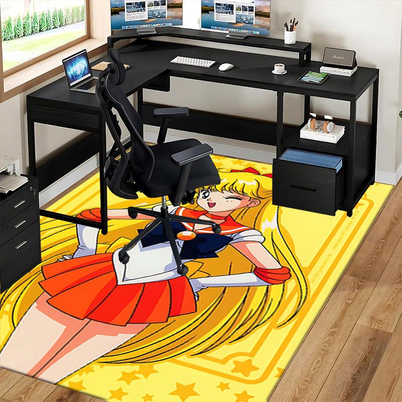 1pc Sailor Moon Anime Cartoon Design Office Chair Mat Non-Slip Carpet for Home Decor, Suitable for All Seasons, Ideal As a Gift for Holidays and Every