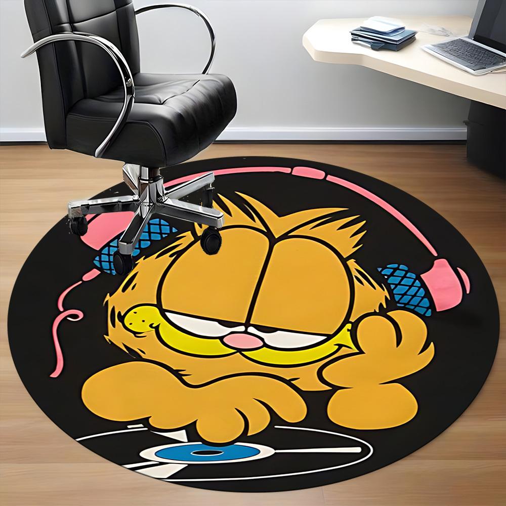 1pc Garfield DJ Office Round Area Rug,  Under Office Chairs Bedroom Living Room Home Decor A0926063