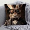 1pc Steampunk Rabbit Design Pillowcase, Soft and Comfortable Polyester Short Plush Fabric, Single-sided Print, Pillow Insert Not Included, 44.96x44.96