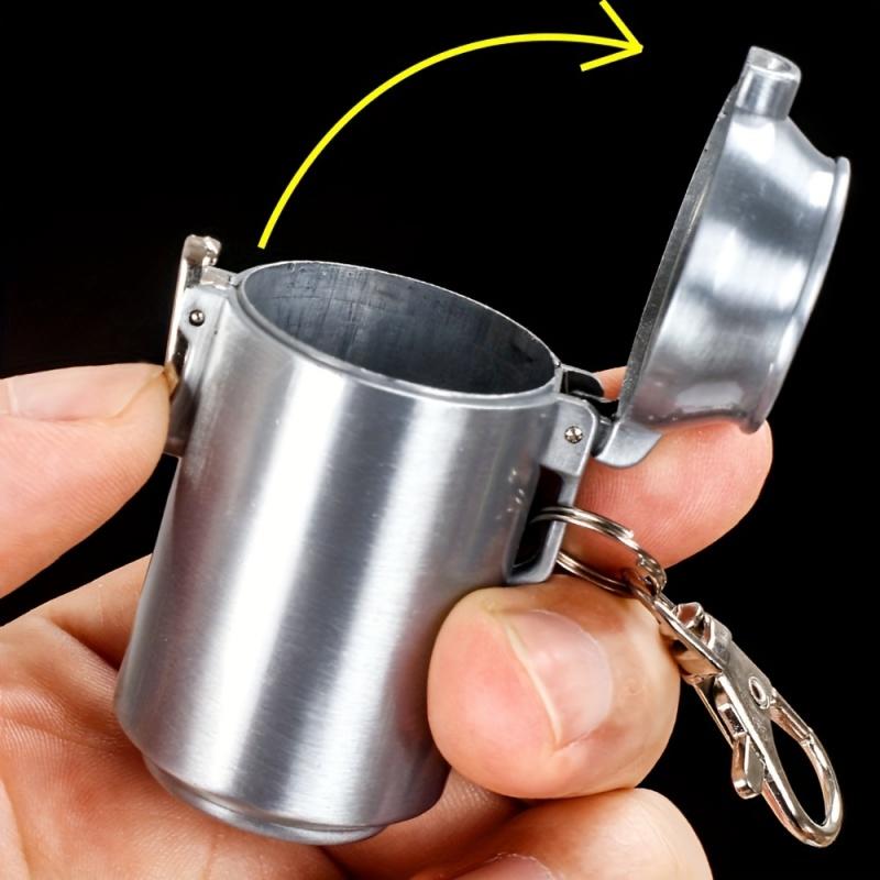 Portable Mini Ashtray with Lid for Outdoor Travel Metal Storage Box with Keychain Cigarette Accessories