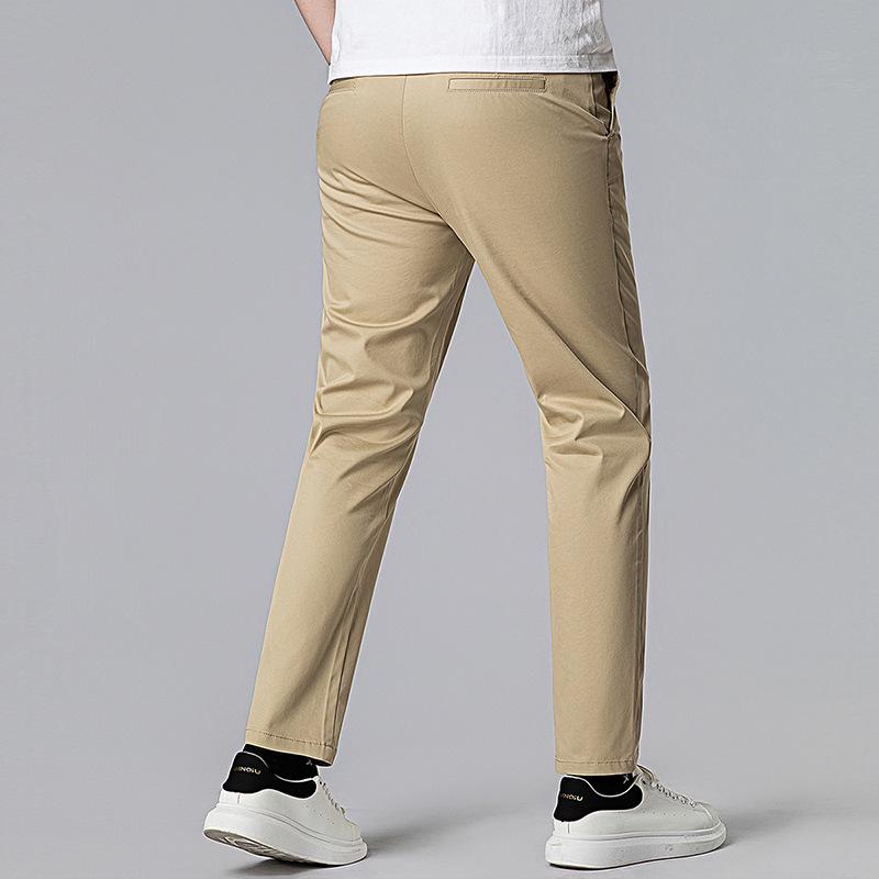 2026 Spring/Summer Men's Slim Fit Casual Pants with Half Elastic Waist - Korean Style, Straight Leg, Versatile for Middle-Aged Men.