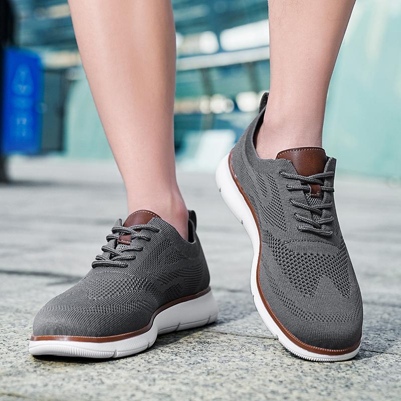 Fashion Retro Style Men's Casual Shoes Lightweight Knitted Walking Shoes Breathable Mesh Outdoor Traveling Flat Shoes