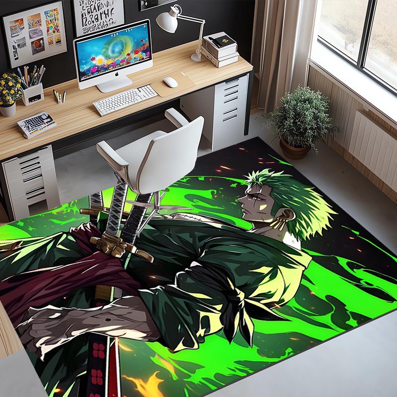 Roronoa Zoro Pattern Rug, Indoor/Outdoor Mat, for Picnic, Gameroom, Bedroom, Office, Living Room, Home Decor Carpet, Birthday Gift