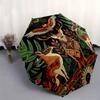 Nature's Harmony: Circular Art Print with Wildlife Motifs Umbrella, Cute Umbrella with Cute Design, Portable 3-Fold Compact Umbrella for Men & Women,