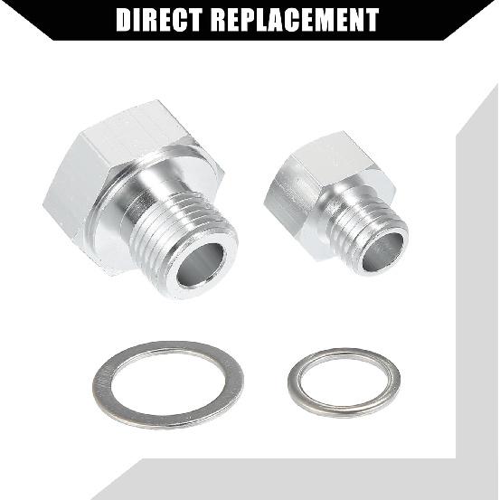 Oil Pressure Coolant Adapter Fitting Sensor Adapter for LS Series Engine/Front/Oil Pressure Sensor Adapter/Durable / 1 Set/Silver Tone