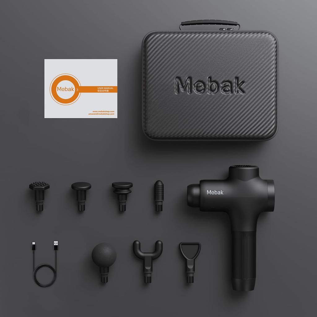 Mebak 3 Pistolet do uwalniania mięśniowo-powięziowego Mocny 12mm Innowacyjne Ciśnienie 5 Wibracji 7 Popularnych Idealny Nowy Gwarancja (Modele 2025) Amplituda, Czujnik, Poziomy,