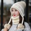 Winter Knitted Hat Cute Versatile Wool Cover Hat Fleece Thickened Thermal Ear Protection Hat Fleece Outdoor Cold-proof Milliner