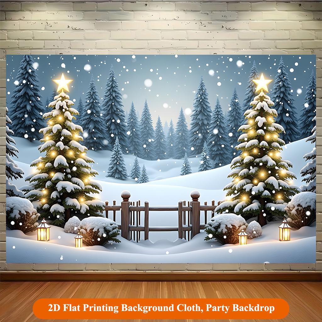 1Pcs Winter Wonderland Night Scenery Decoration Background Winter Backdrop For Photo Studio Photo Booth Party