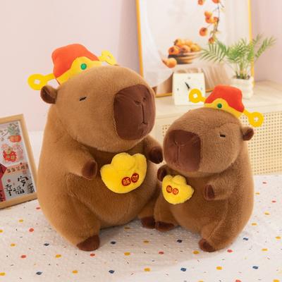 God of Wealth Capybara Plush Toy Simulation Capibara Fluffty Doll  Birthday Gift